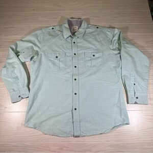 PD&C Mens Long Sleeve Button Shirt Size Xl, Light Aqua Color Preowned Good Cond